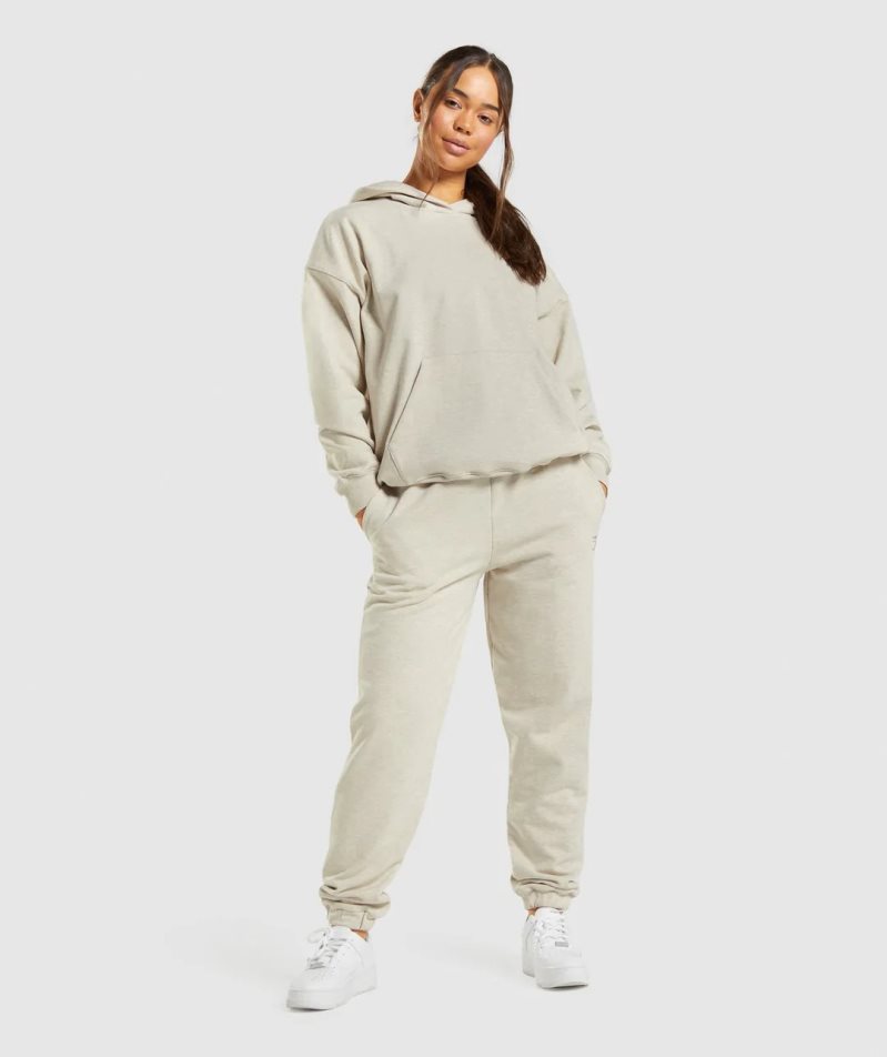 Women's Gymshark Rest Day Sweats Hoodie Beige | NZ 2UHIOA